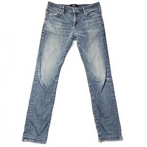 7 For All Mankind Womens Jeans Size 34 Slim Straight Fit Medium Wash Mide Rise